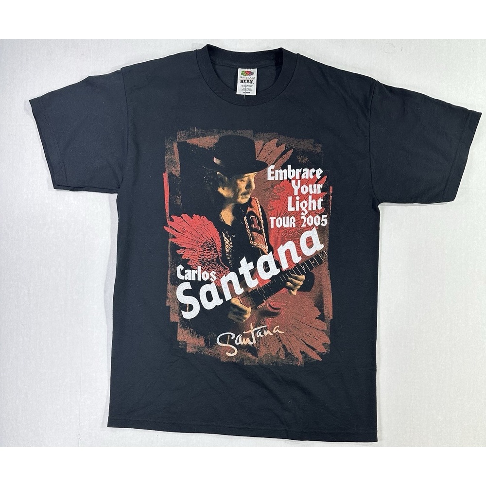 Vintage 2005 Carlos Santana Tour Shirt Embrace Your Light M Black Band Tee